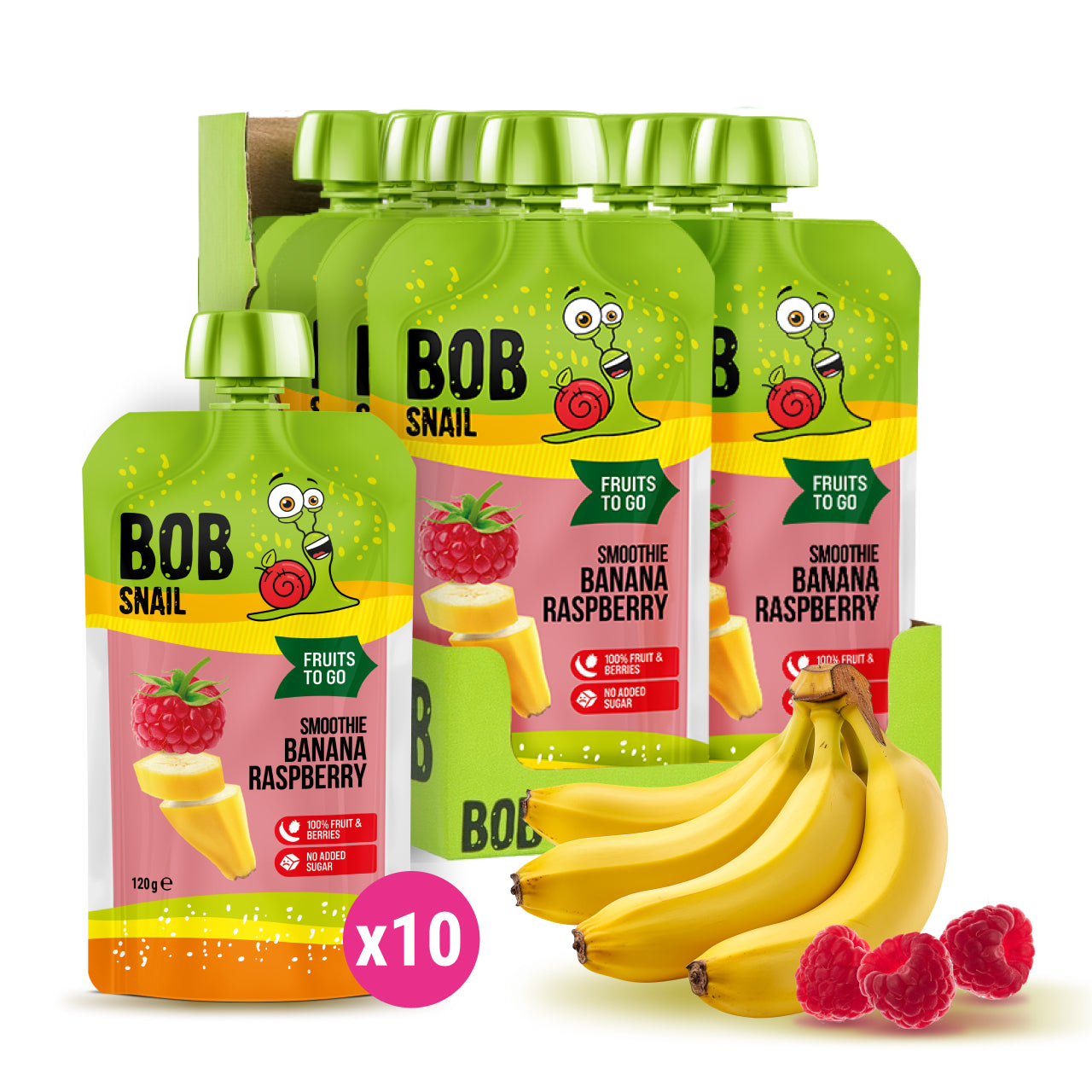 Quetschie Smoothie Banane Himbeere 10 Packungen (je 120g)